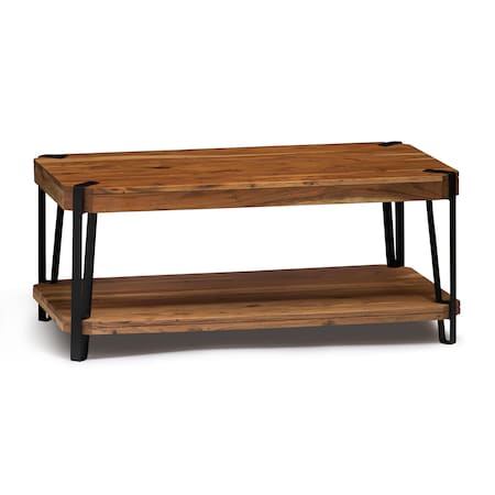 Alaterre Furniture Ryegate Natural Live Edge Solid Wood with Metal Large Coffee Table, Natural AWCC1220